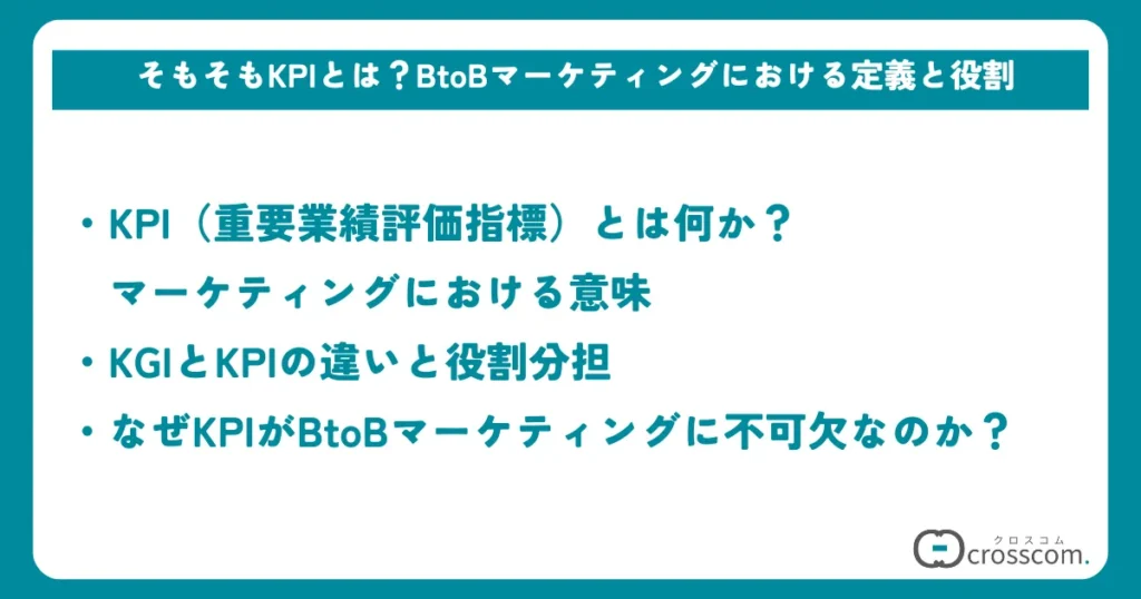 そもそもKPIとは？BtoBマーケティングにおける定義と役割