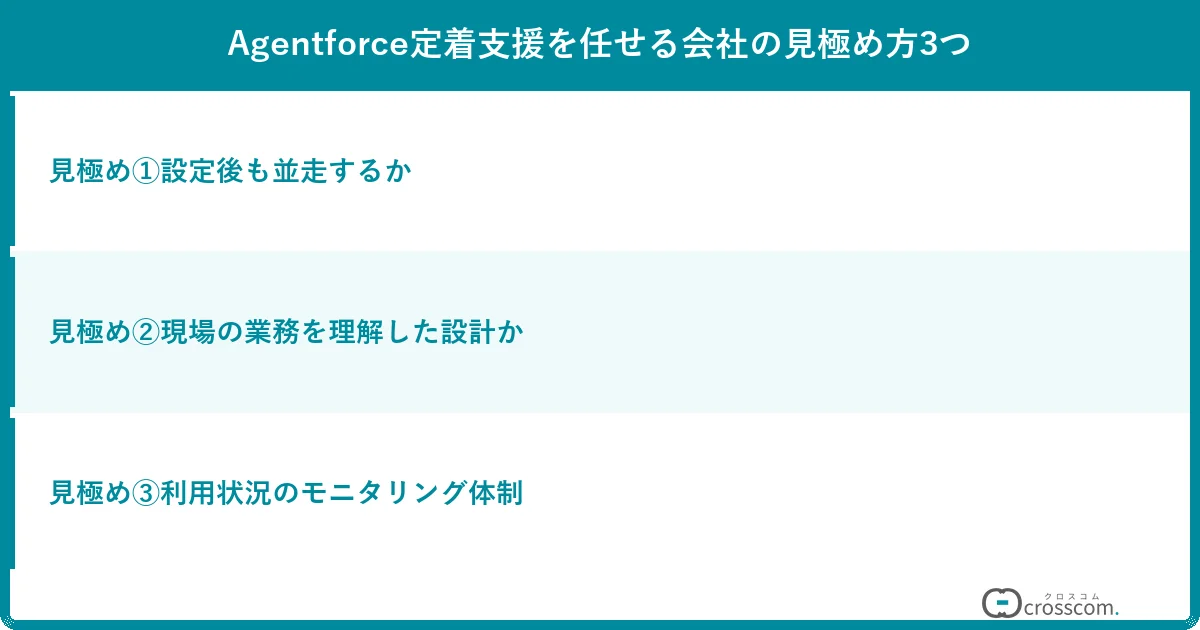 Agentforce定着支援を任せる会社の見極め方3つ