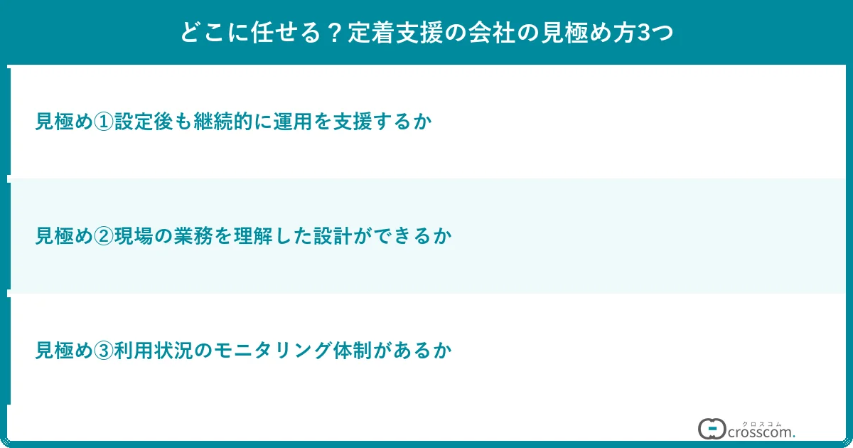 どこに任せる？定着支援の会社の見極め方3つ