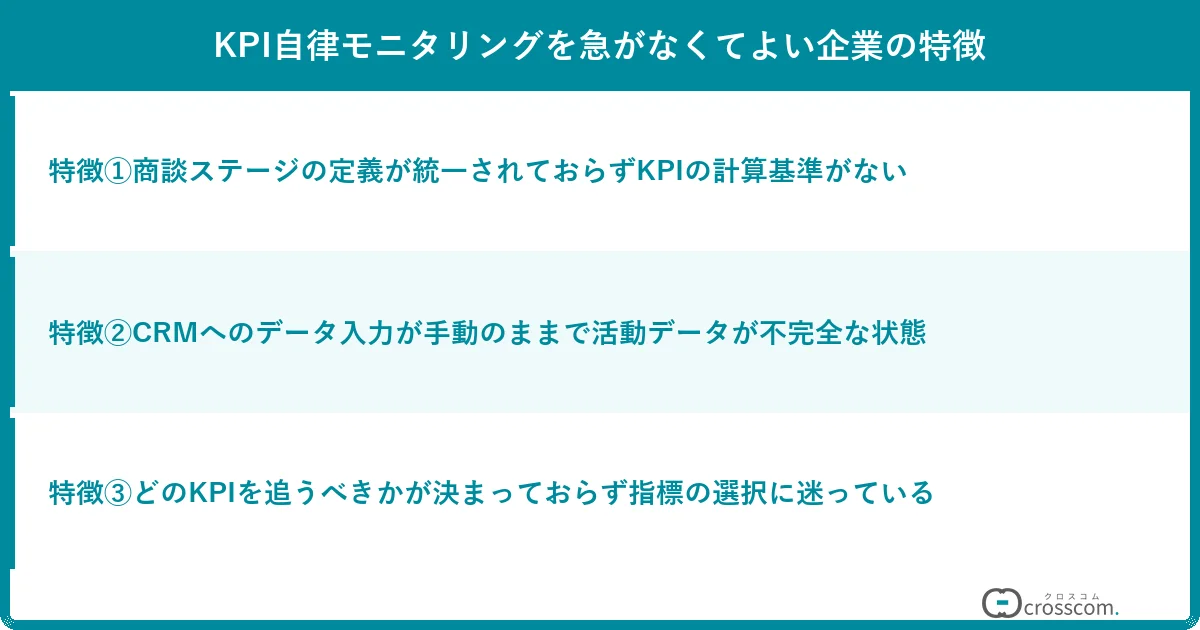 KPI自律モニタリングを急がなくてよい企業の特徴